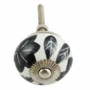Ceramic door knob shabby chic - Flower 09 - black-white -...