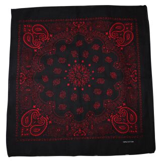 Bandana Tuch - Paisley Muster 03 - schwarz - rot - quadratisches Kopftuch