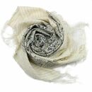 Pañuelo de algodón - Estampado de India 1 - natural Lúrex multicolor con fleco - Pañuelo cuadrado para el cuello
