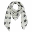 Sciarpa di cotone - stella 8 cm bianco - grigio - foulard...