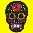 Patch - Skull Mexico with Rose - black-orange