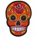 Aufnäher - Totenkopf Mexico mit Rose - orange-rot -...