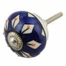 Ceramic door knob shabby chic - Flower 22 - blue - white...