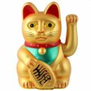 Agitando gato chino - Maneki neko - 15 cm - oro (mate)