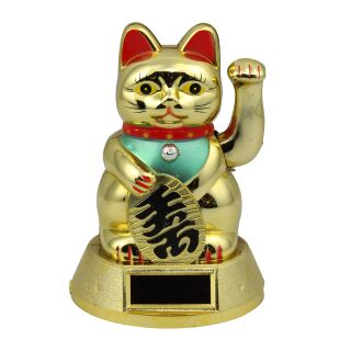 Glückskatze - Maneki-neko - Winkekatze Solar - 12 cm - gold 2