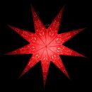 Paper star - Christmas star - 9-pointed star - red patterned 02 - 60 cm