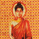 Manta de meditación - Colcha - Paño de pared - Buddha - naranja-rojo - 135x210cm