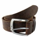 Leather belt - belt with buckle - dark brown - cracked...
