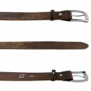 Leather belt - belt with buckle - dark brown - cracked...