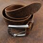 Leather belt - belt with buckle - dark brown - cracked look - 4 cm