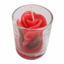 Candela - San Valentino - rosa in un bicchiere - cilindrico