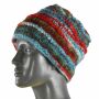 Berretto di lana - cappello caldo fatto a maglia - a righe - blu-rosso