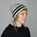 Woolen Hat - Beanie - striped - white-blue - Winter Shades