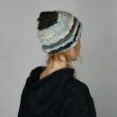 Woolen Hat - Beanie - striped - white-blue - Winter Shades
