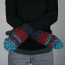 Manoplas - guantes de punto - lana - rojo-azul