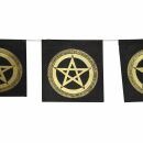 Gebetsfahne - Pentagramm - Drudenfuß - schwarz-gold...