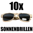10x Sonnenbrille Brillen Holzoptik Holz Textur Motiv Sunglasses braun beige WOW