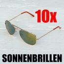 10x Sonnenbrille Brillen Pilotenbrillen Sunglasses gold Pornobrillen