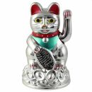 Lucky cat - Maneki Neko - Waving cat - 11 cm - silver