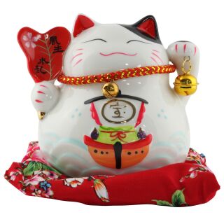 Hucha de cerámica - porcelana - gata de la suerte - Maneki-Neko - Modelo 02