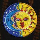 Aufnäher - Indien Sonne Mond - blau-gelb - Patch