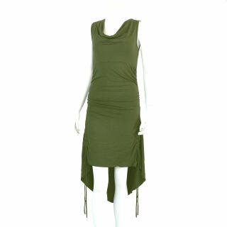 Vestido fruncido - verde oliva - cuello cascada - vestido de verano - jersey