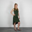 Kleid mit Raffung - grün-oliv - Wasserfallkragen - Sommerkleid - Jersey