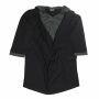 Pullover mit Kapuze - Zweilagig - Wasserfallkragen - schwarz-grau - Jersey