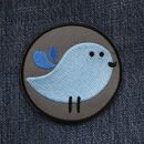 Patch - piccolo uccello - blu chiaro e grigio 8 cm - toppa