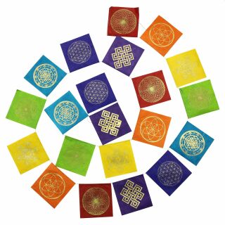 Bandera de oración - Bandera - Geometría Sagrada - multicolor - Colores de los chakras - papel - aprox. 10,5 x 10,5 cm
