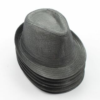 6x Trilby Hüte Hut Set 25 kleinkariert grau-schwarz Fedora Posten Großhandel