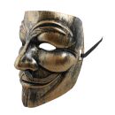 23x Kunststoff Maske Guy Fawkes gold used Anonymous braun...