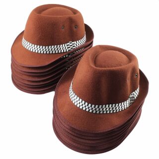 20x Trilby SKA Hut - Set 03 - braun - Fedora kariert L/M