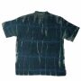 Mens Shirt - Dress Shirt - Stand-up Collar - Mandarin Collar - Short Sleeve - blue - cracked look