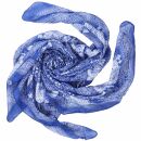 Cotton Scarf - Elephant - blue white - squared kerchief