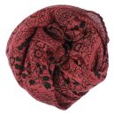 Cotton Scarf - Indian pattern 1 - bordeaux black 85x85 cm - squared kerchief