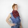 Cotton Scarf - Indian pattern 1 - bordeaux black 85x85 cm - squared kerchief