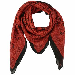 Panuelo de algodón - Estampado de India 1 - rojo negro - Panuelo cuadrado para el cuello
