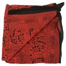Cotton Scarf - Indian pattern 1 - red black - squared kerchief