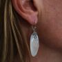 Ohrringe - Hängeohrringe - Ohrhänger - 925 Silber - Perlmutt - oval 3x2,5 cm - weiß