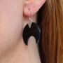 Earrings - hanging earrings - 925 silver - crescent moon 2.5 cm - black
