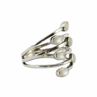 Anillo - anillo de dedo - plata 925 - cremallera nácar - tallas ajustables - blanco