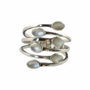 Ring - finger ring - 925 silver - mother of pearl zipper - sizes adjustable - white