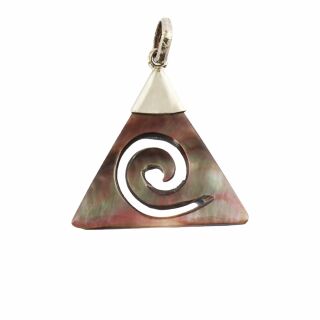 Colgante de cadena - colgante - amuleto - plata 925 - nácar - espiral triangular