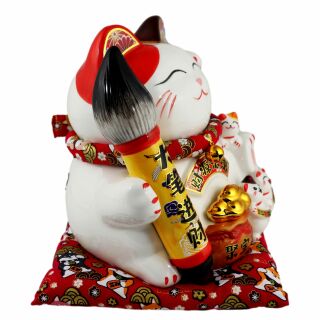 Gatto della fortuna - Gatto cinese - Porcellana 25 cm bianco - J.X. Bazar