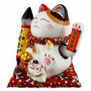 Lucky cat - Porcelain 21,5 cm white - High quality Maneki...