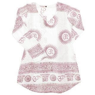 Camisa - blusa - Om Saira - blanco - rojo - camisa de vestir - camisa de verano