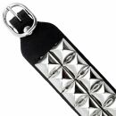 Leather bracelet with pyramid studs - black - rivet strap 02-row