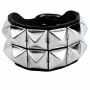 Leather bracelet with pyramid studs - black - rivet strap 02-row