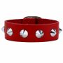 Lederarmband mit Spitznieten - Armband aus Leder - rot - Nietenarmband 01-reihig